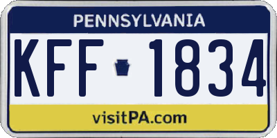 PA license plate KFF1834