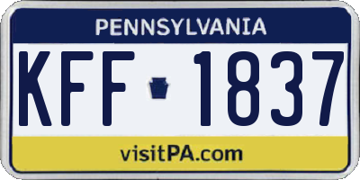 PA license plate KFF1837