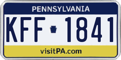 PA license plate KFF1841