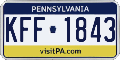 PA license plate KFF1843