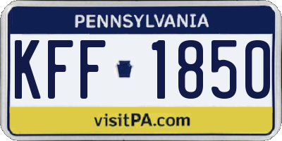 PA license plate KFF1850
