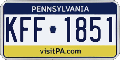 PA license plate KFF1851