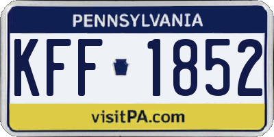 PA license plate KFF1852