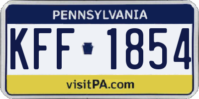 PA license plate KFF1854