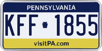 PA license plate KFF1855