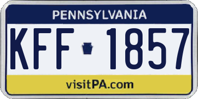 PA license plate KFF1857