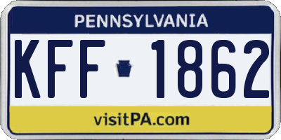 PA license plate KFF1862