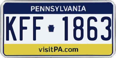 PA license plate KFF1863