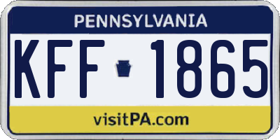 PA license plate KFF1865