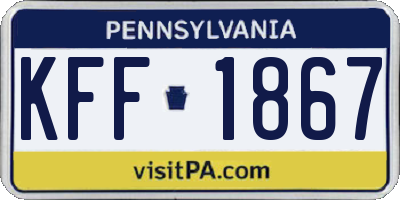 PA license plate KFF1867