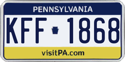 PA license plate KFF1868