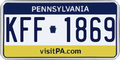 PA license plate KFF1869