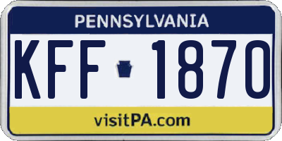 PA license plate KFF1870