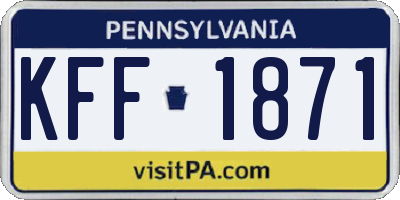 PA license plate KFF1871