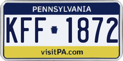 PA license plate KFF1872