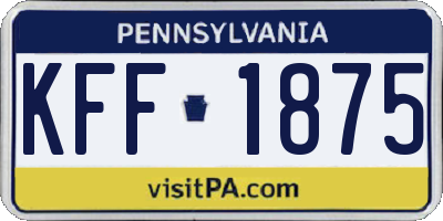 PA license plate KFF1875