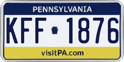 PA license plate KFF1876