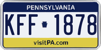 PA license plate KFF1878