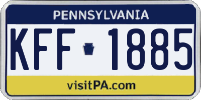 PA license plate KFF1885