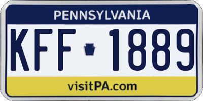 PA license plate KFF1889