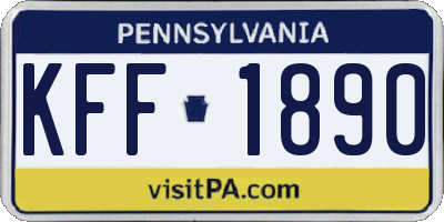 PA license plate KFF1890