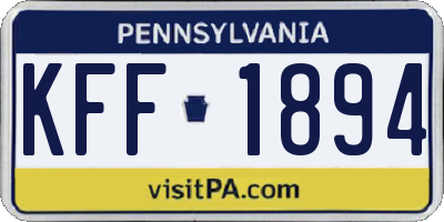 PA license plate KFF1894