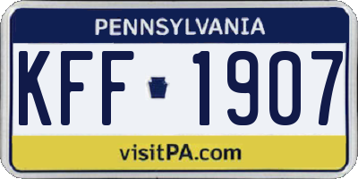 PA license plate KFF1907