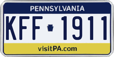 PA license plate KFF1911