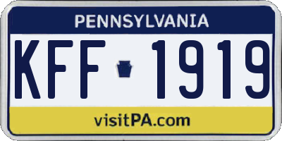 PA license plate KFF1919