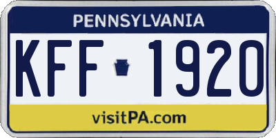 PA license plate KFF1920