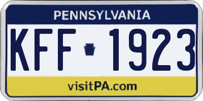 PA license plate KFF1923