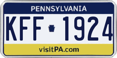 PA license plate KFF1924