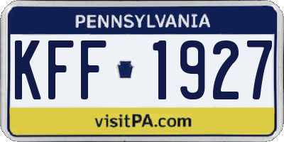 PA license plate KFF1927