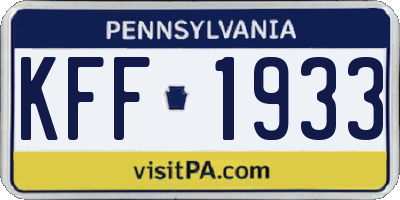 PA license plate KFF1933