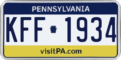 PA license plate KFF1934