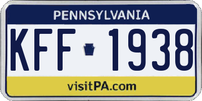 PA license plate KFF1938