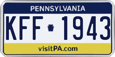 PA license plate KFF1943
