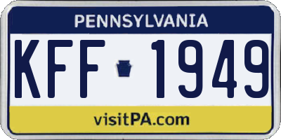 PA license plate KFF1949