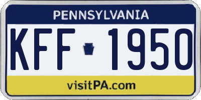PA license plate KFF1950