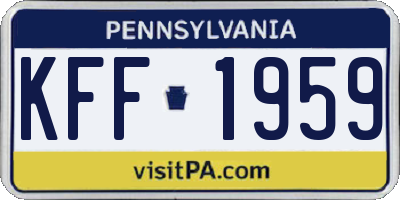 PA license plate KFF1959