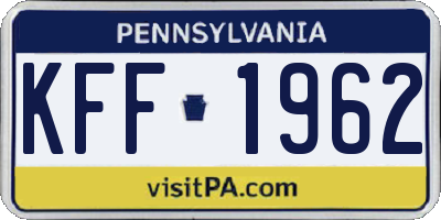 PA license plate KFF1962