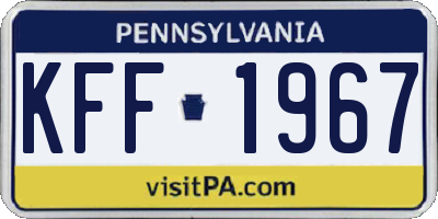 PA license plate KFF1967