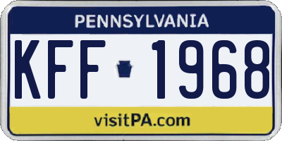 PA license plate KFF1968