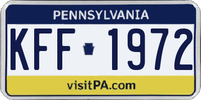 PA license plate KFF1972