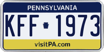 PA license plate KFF1973