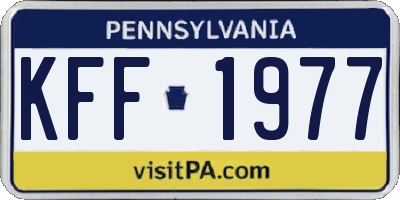 PA license plate KFF1977