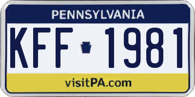PA license plate KFF1981