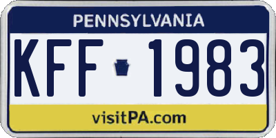 PA license plate KFF1983