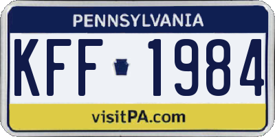 PA license plate KFF1984