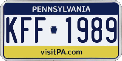 PA license plate KFF1989
